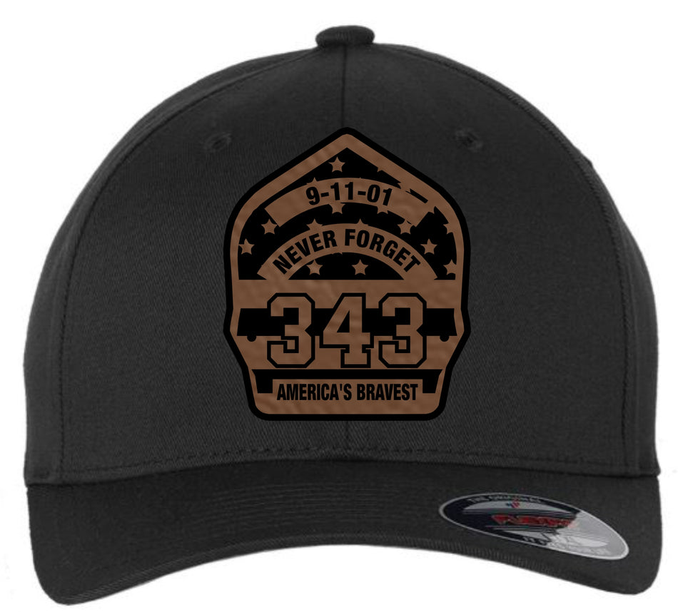 343 Never Forget Leather Badge Hat with Back Option