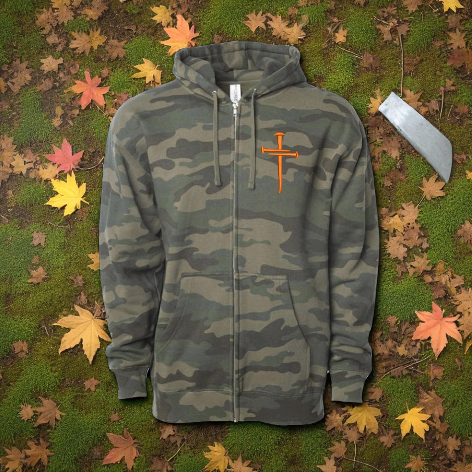 Jesus 3 Nail Cross Christian Cross Full Zip SS4500Z Camouflage Full Zip Jacket