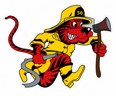 56 Dog with Hose and Axe Window or Helmet Decal economy non-reflective decal
