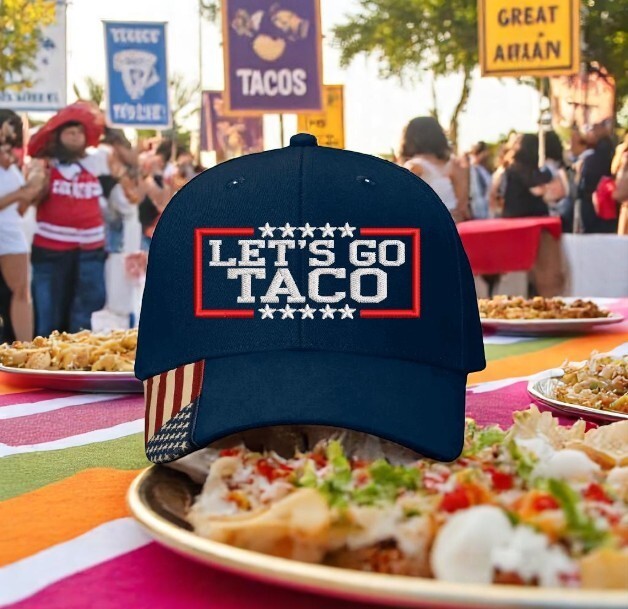 Let's Go TACO HAT Trump PARODY FUNNY EMBROIDERED Adjustable NAVY Hat