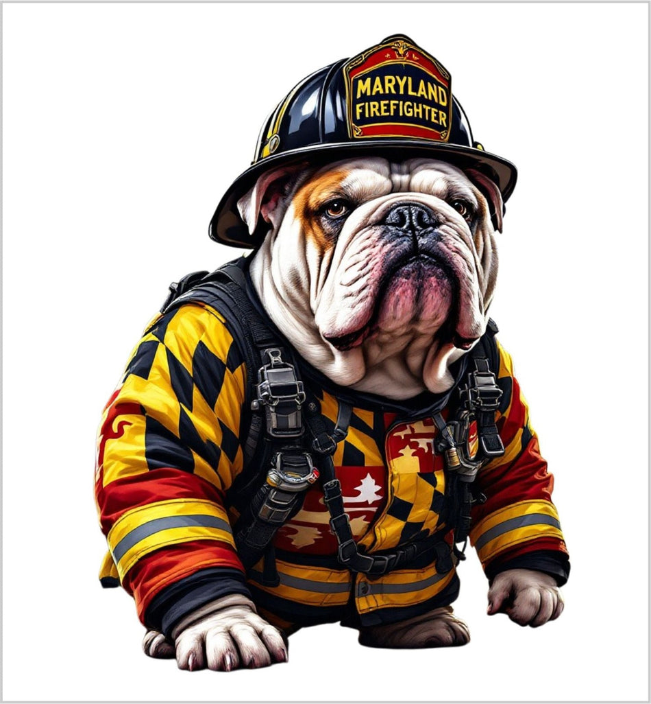 Firefighter Decal Sticker Maryland Firefighter Bulldog AI Generated Decal