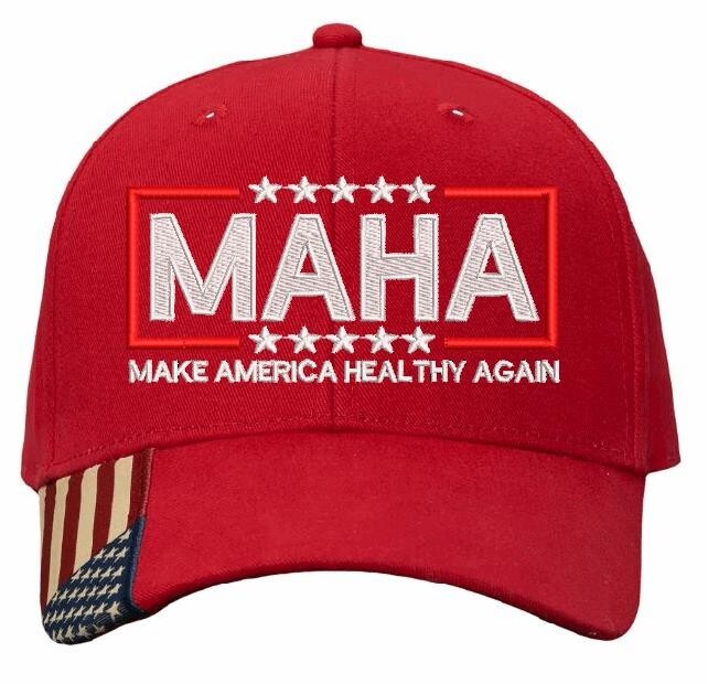 MAHA Make America Healthy Again Trump Vance Kennedy Embroidered Hat USA300 Red