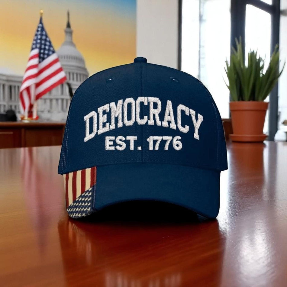 Democracy Embroidered Hat, Anti Trump Cap, Protest Against Dictatorship Democrat