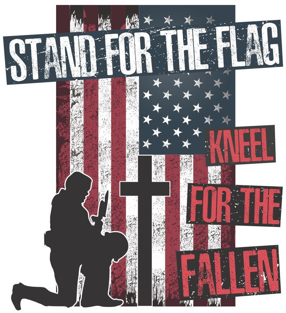 Stand For The Flag Kneel Cross Firefighter Military Memorial Window Decal