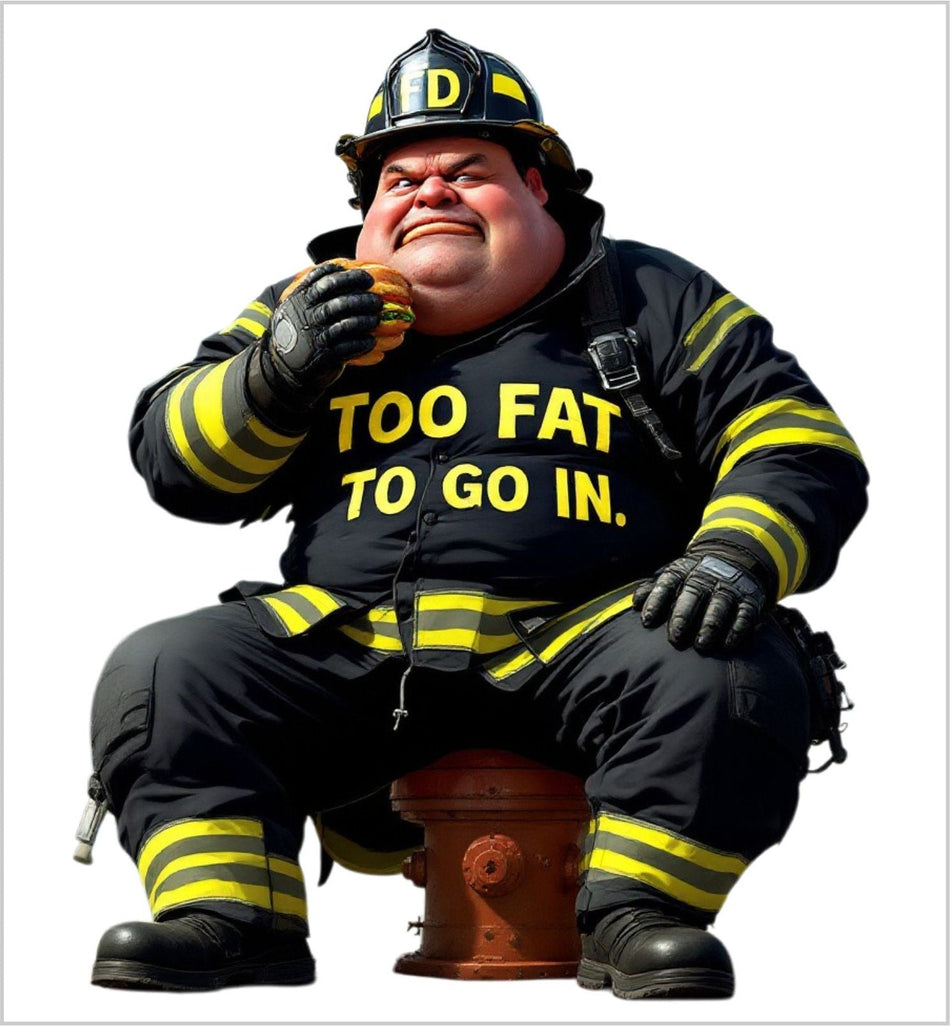 Firefighter Decal Sticker Too Fat to Go In REFLECTIVE Firefighter AI Generated Decal Tiktok