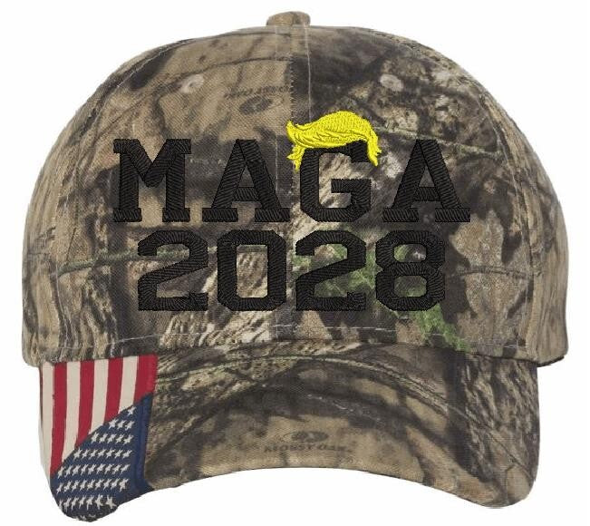 Trump Hat MAGA 2028 Embroidered Mossy Oak Camo Adjustable Trump Hat DOGE Hat
