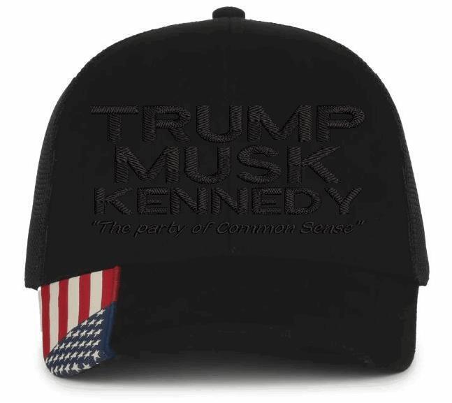 Dark MAGA Trump Musk Kennedy Never Surrender Embroidered Hat - AM305S Mesh Back