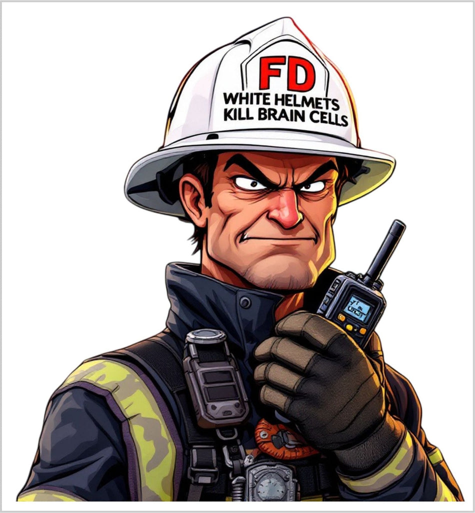 Firefighter Decal Sticker White Helmet's Kill Brain Cells Version 1 AI Generated