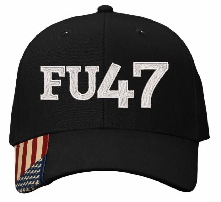 FU47 Anti Donald Trump Embroidered Hat Adjustable USA300 or AM350 Flag Brim Hat
