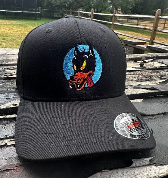 Wolf Embroidered Flex fit Ball Cap Black, Navy or Olive - Various Sizes