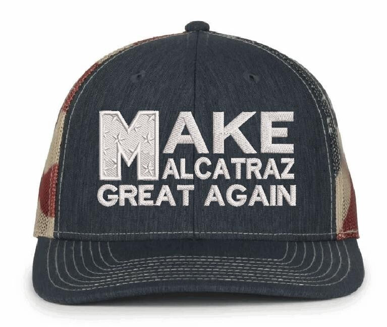 Make Alcatraz Great Again Hat Embroidered Adjustable Hat Old Glory USA Hat