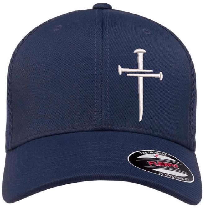Christian Hats for Men Women Jesus 3 Nail 6533 Mesh Back Flex Hat