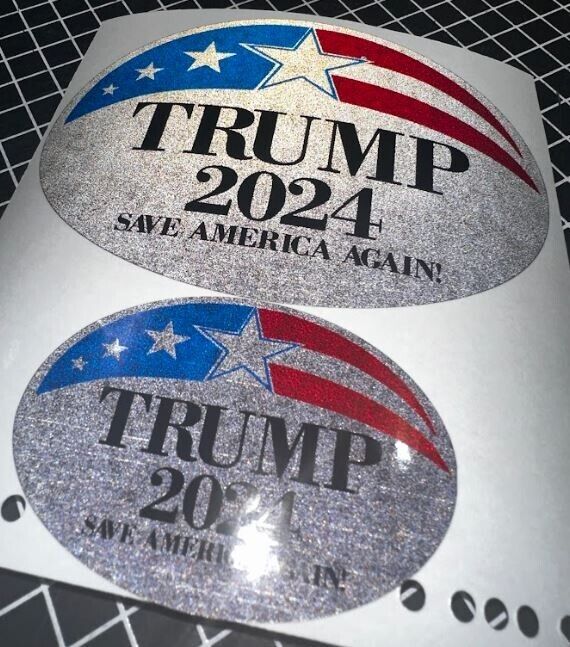 Trump 2024 - Trump Decal - BLACKOUT REFLECTIVE Trump 2024 Oval Decals Set of 2