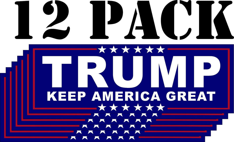 TRUMP 2024 12 Piece Trump Keep America Great 8.6" x 3" Bumper Sticker 12 Pack