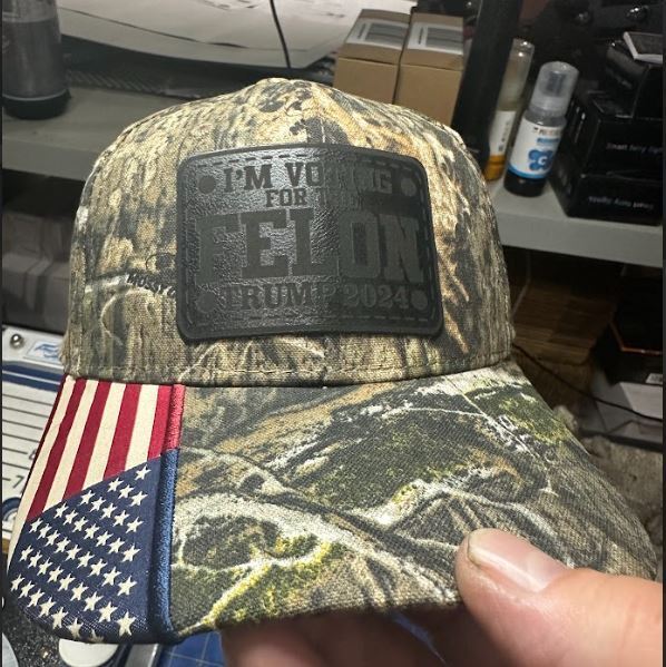 Convicted Felon "Voting for the Felon" MOSSY OAK Trump 2024 Adjustable Hat MAGA