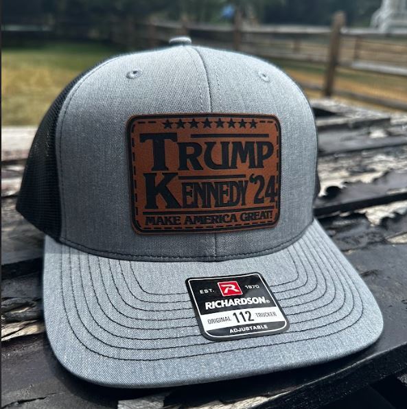 Trump Kennedy 2024 Hat - Richardson Heather/Black LEATHER BADGE Hat Mesh Back