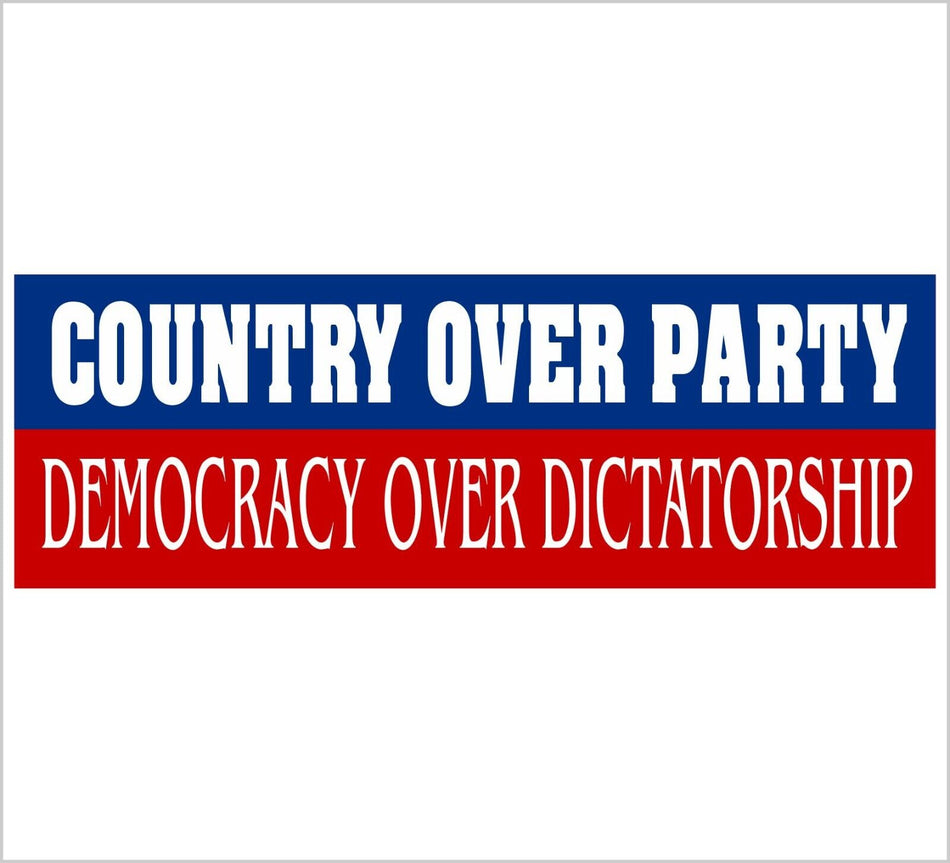 Political Bumper Sticker - Country over Party Democracy Bumper Sticker or Magnet