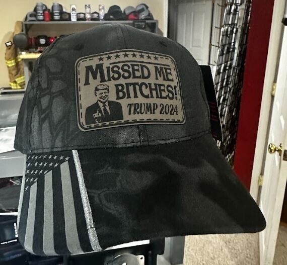 Trump Bulletproof Missed me Bitch*s CWF305 Kryptek Typhoon Leather Badge Hat