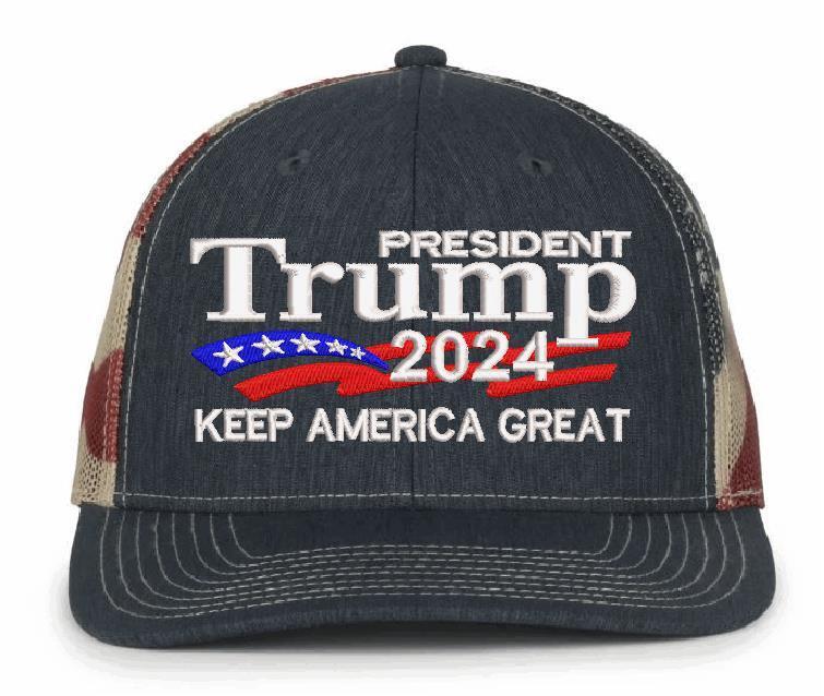 Trump 2024 Hat - Keep America Great Adjustable USA Old Glory Flag Hat MAGA Trump