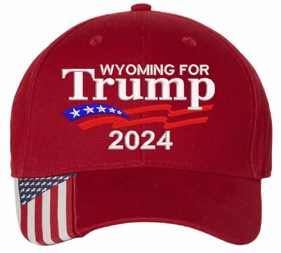 Wyoming for Trump 2024 Embroidered Hat USA300 Adjustable Red or Black Hat