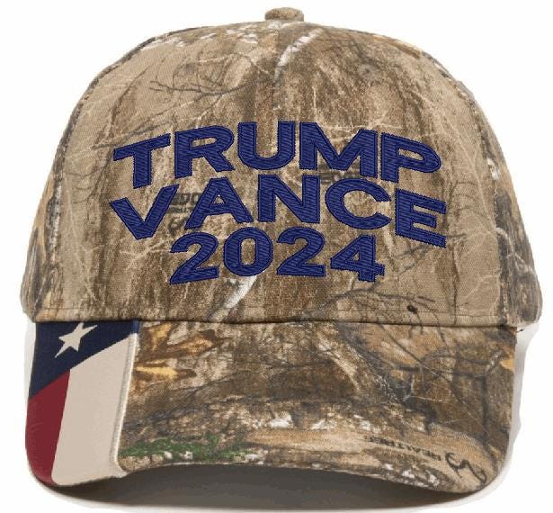 Trump Vance 2024 Embroidered Adjustable USA300 TEXAS Flag Adjustable Hat MAGA