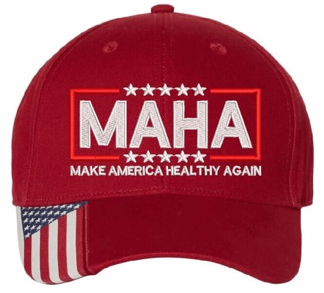 MAHA Make America Healthy Again Trump Vance Kennedy Embroidered Hat USA300 Red