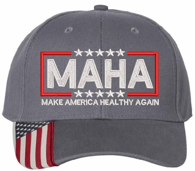 MAHA Make America Healthy Again Trump Vance Kennedy Embroidered Hat USA300 Gray