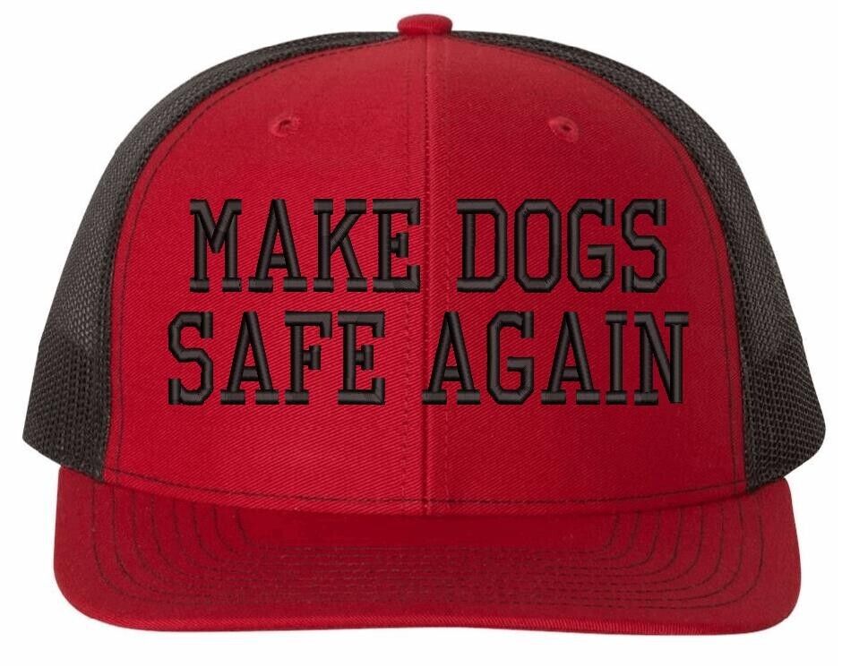 Make DOGS Safe Again Trump 2024 Embroidered Hat Richardson 112 Red/Black Mesh