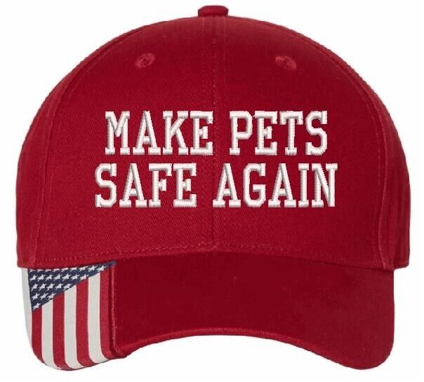 Make Pets Safe Again Trump 2024 Embroidered Hat USA300 Flag Brim Adjustable Hat