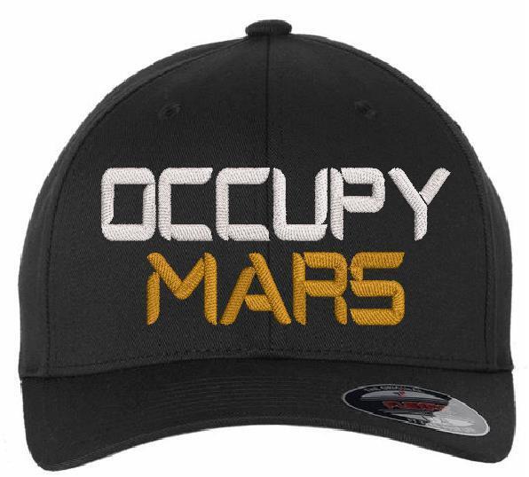 Occupy Mars Hat - Elon Musk Flex Fit Embroidered Hat with back USA FLAG Patch SG