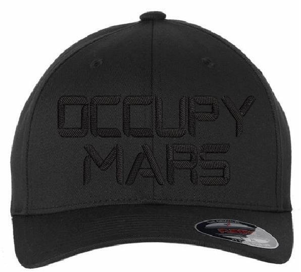 Occupy Mars Hat - Elon Musk Flex Fit Embroidered Hat with back USA FLAG Patch BB