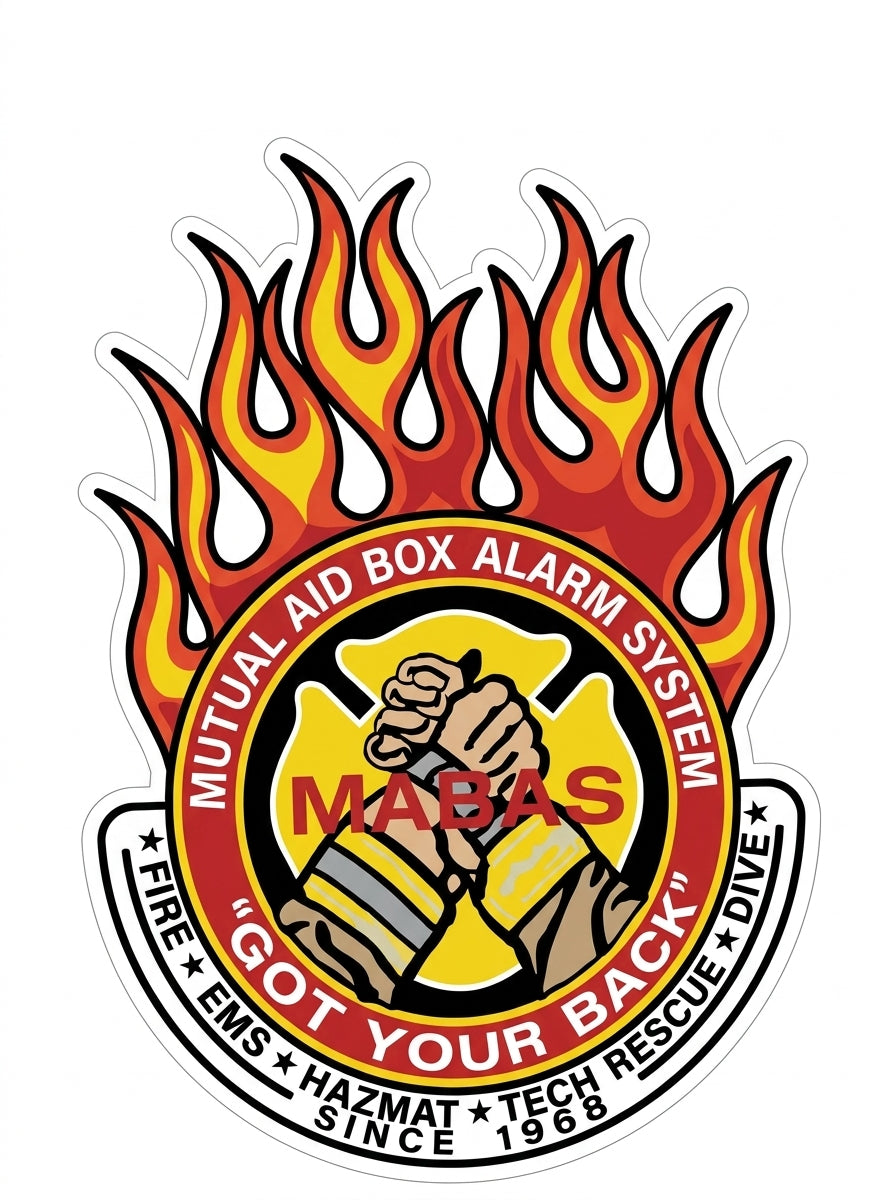 Mutual Aid Box Alarm Window/Hardhat Decal