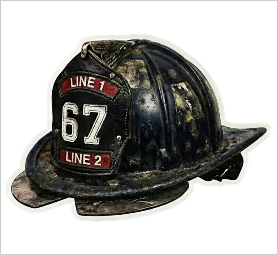 Firefighter Helmet Custom Made Helmet or Window Decal - FULLY CUSTOMIZABLE TEXT
