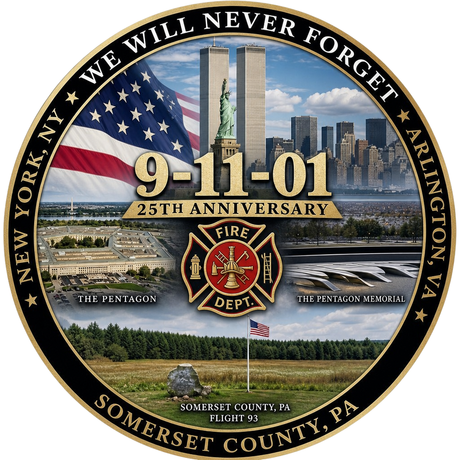 Firefighter Memorial Decals - 9/11/01 25th Anniversary Version 4