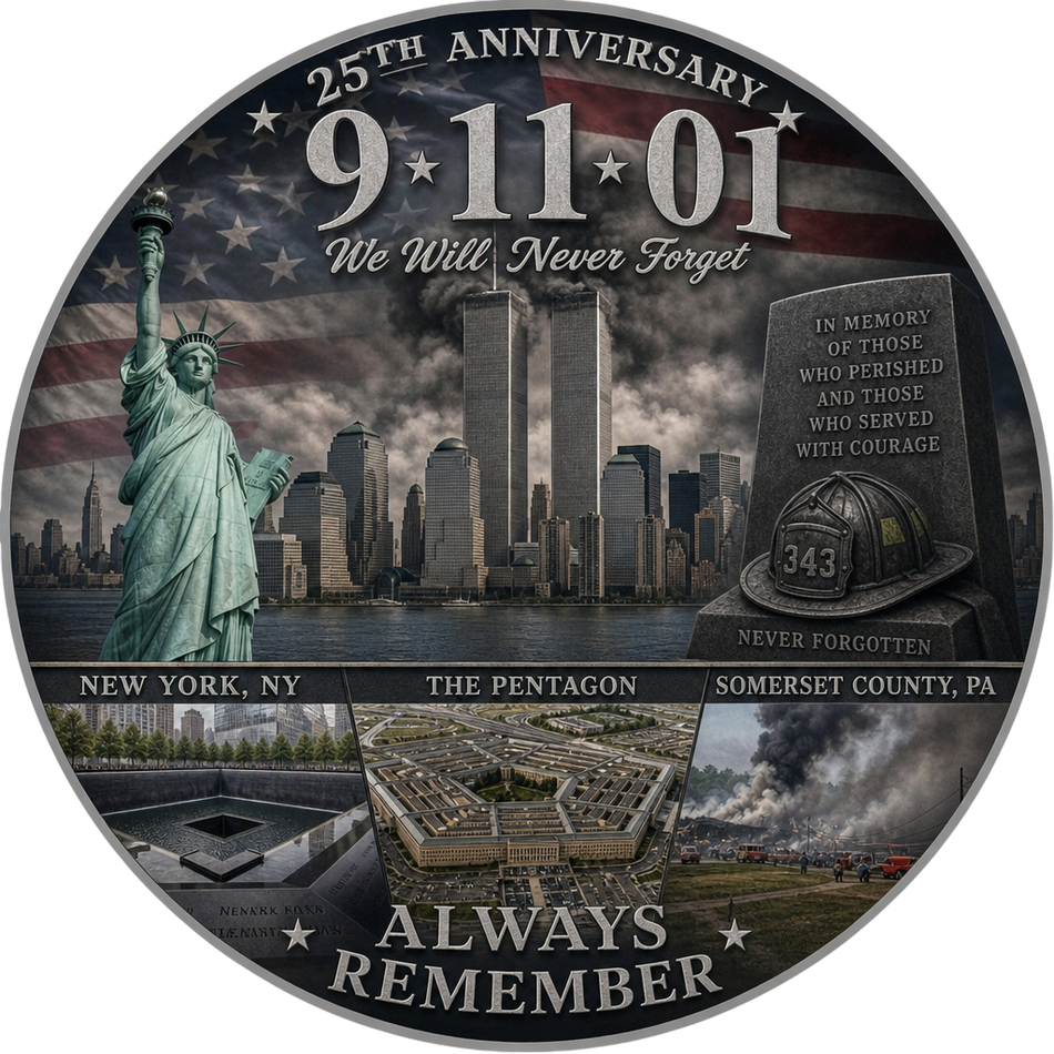 Firefighter Memorial Decals - 9/11/01 25th Anniversary Version 1
