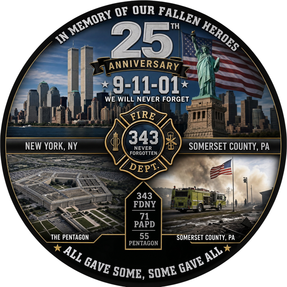 Firefighter Memorial Decals - 9/11/01 25th Anniversary Version 7