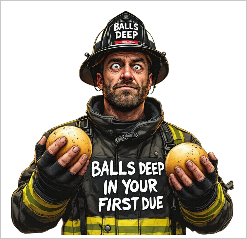 Balls Deep in your First Due Firefighter AI Generated Decal