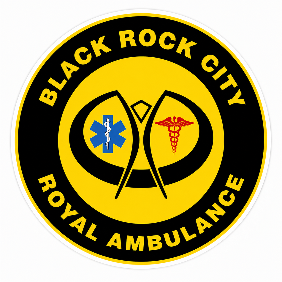 Black Rock City Royal Ambulance Customer Decal – Economy Bulk Decals sqd.1