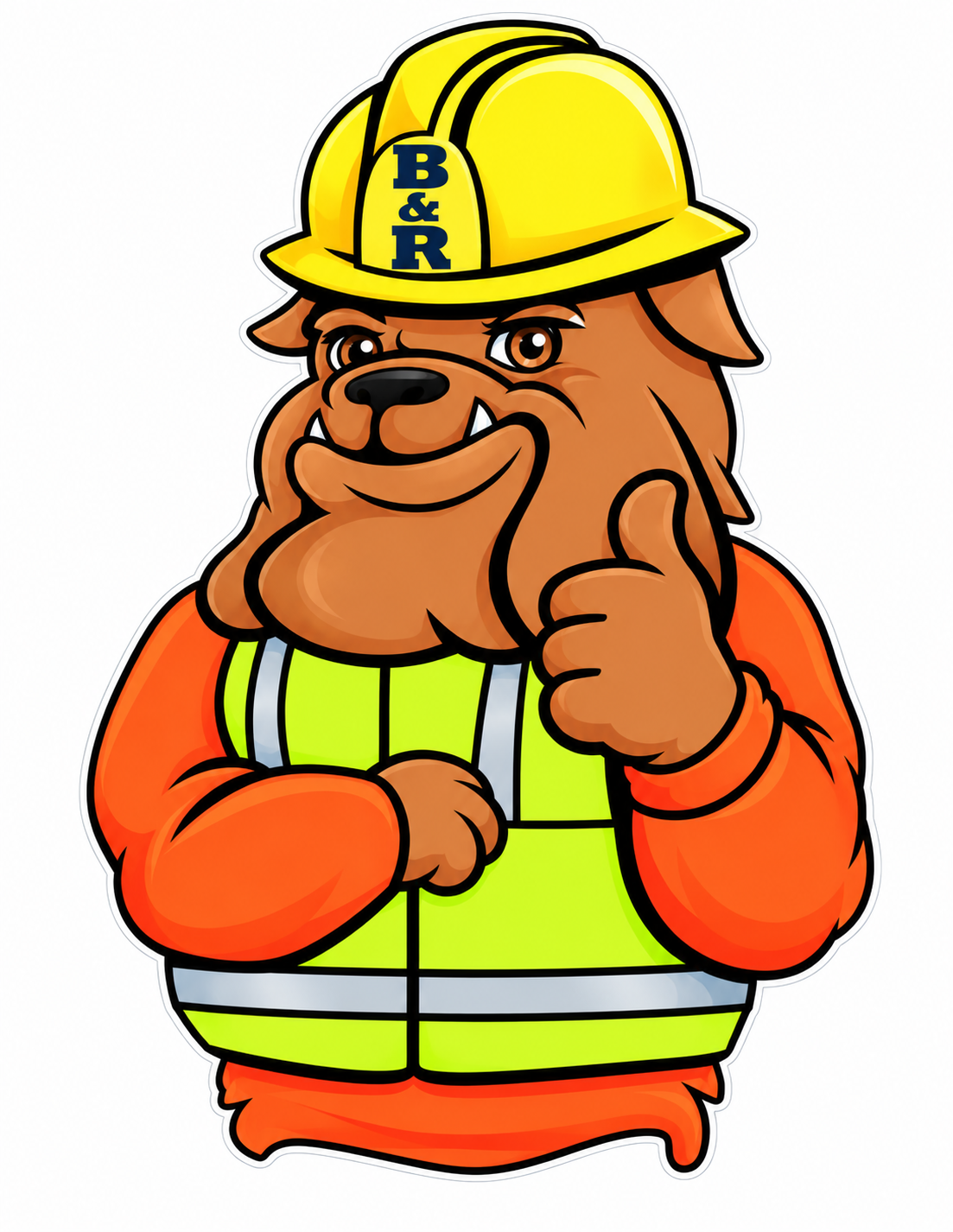 B&R Bulldog with Safety Vest PREMIUM Customer Window or Helmet Decal (sqd.1)