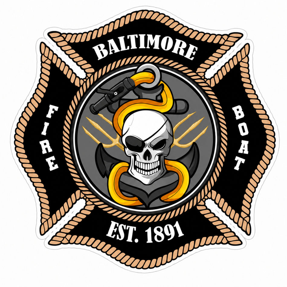 Baltimore Fire Boat Window or Helmet Decal (sqd.1)