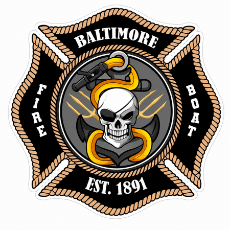 Baltimore Fire Boat Window or Helmet Decal economy non-reflective decal