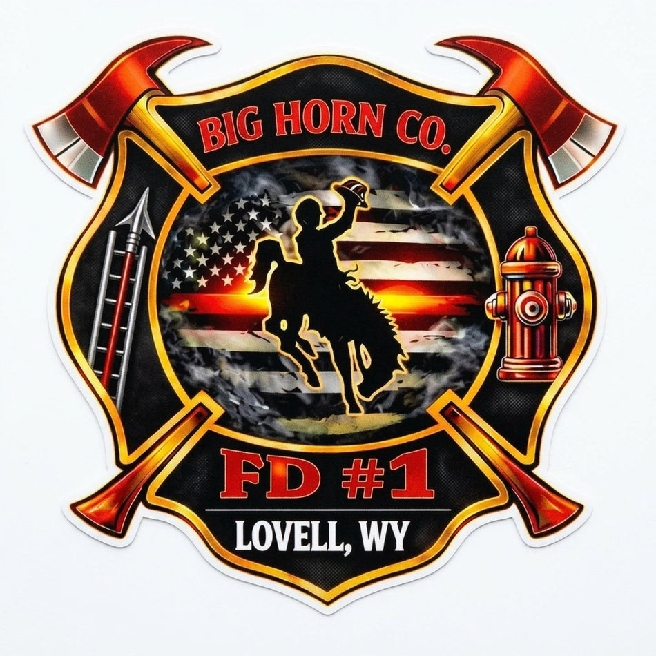 Big Horn Co. Fire Dept Window/Hardhat Decal (sqd.1)