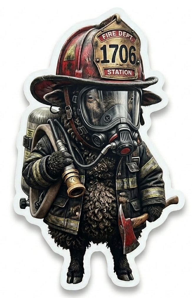 Black Sheep Firefighter 1706 Helmet Window/Helmet Decal or MAGNET