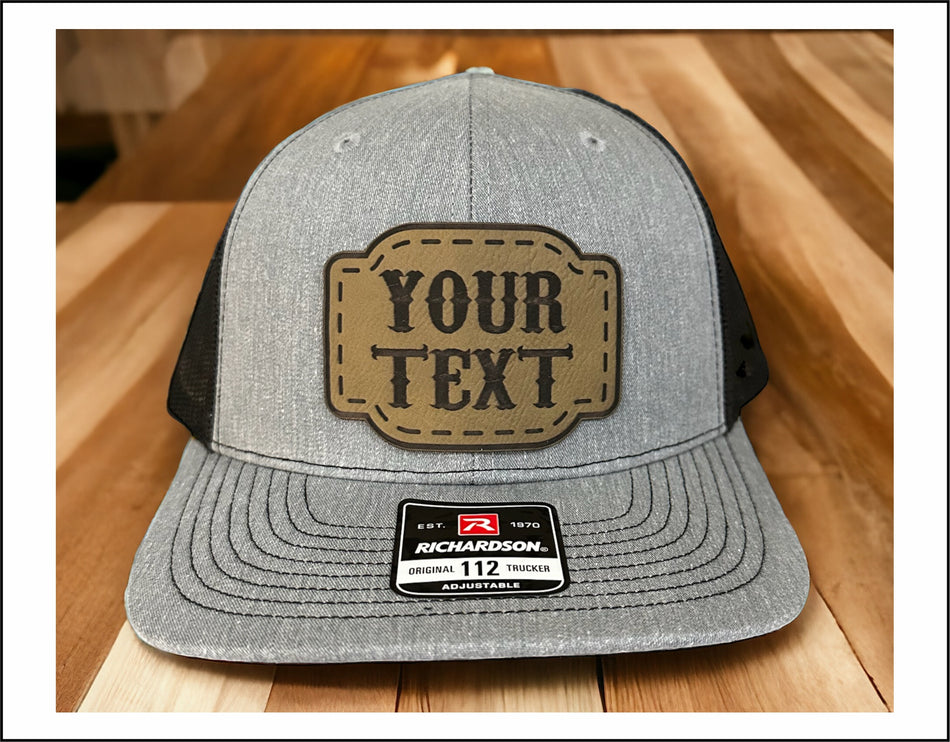 CB Design Cusom Text Leather Badge Richardson 112 Hat