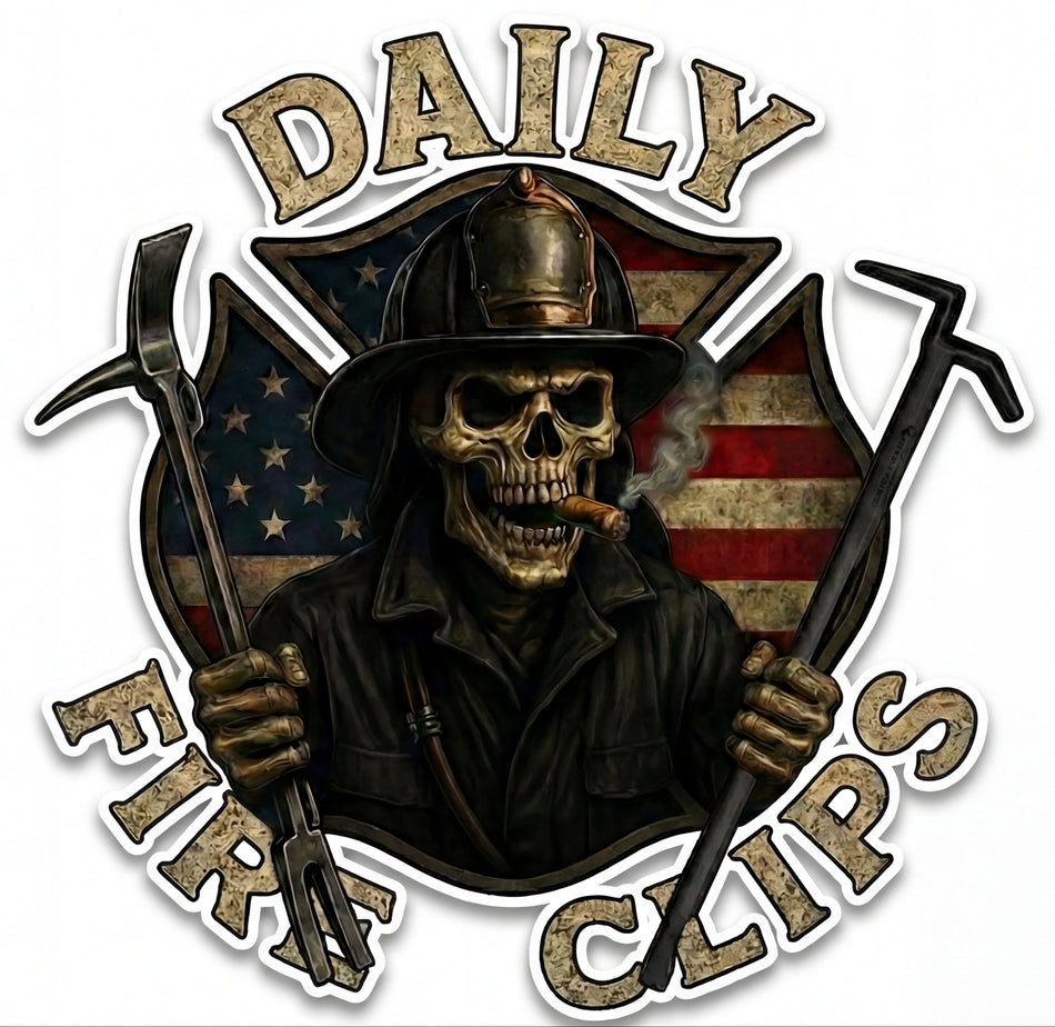 Daily Fire Clips Skull Window or Helmet Decal Powercall