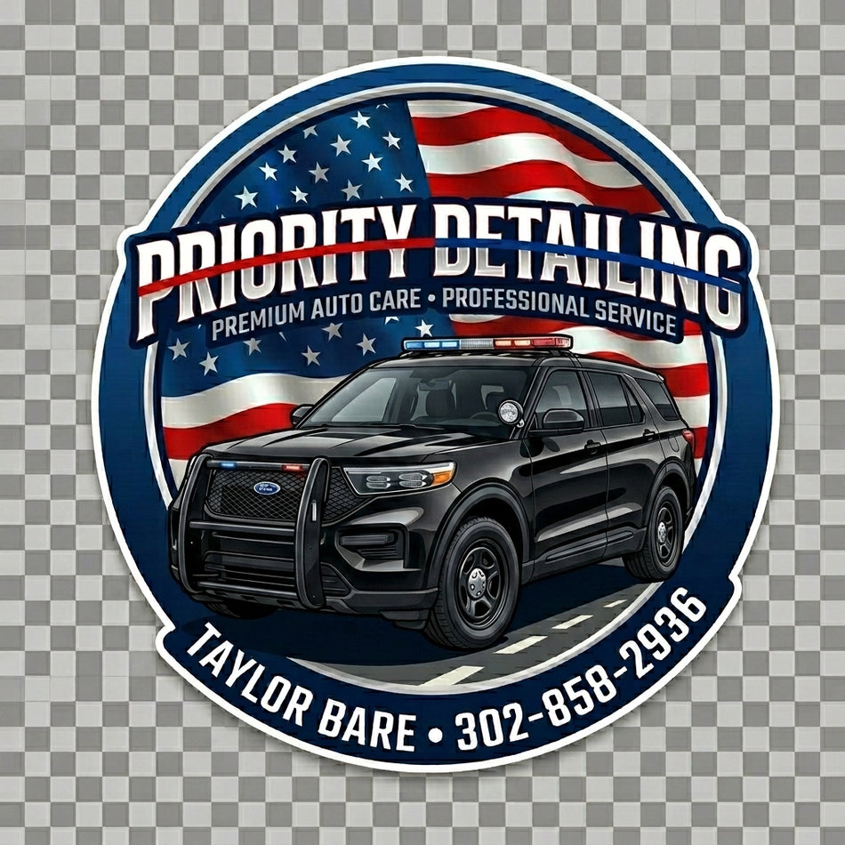 Priority Detailing Black Explorer Helmet Window/Helmet Decal or MAGNET