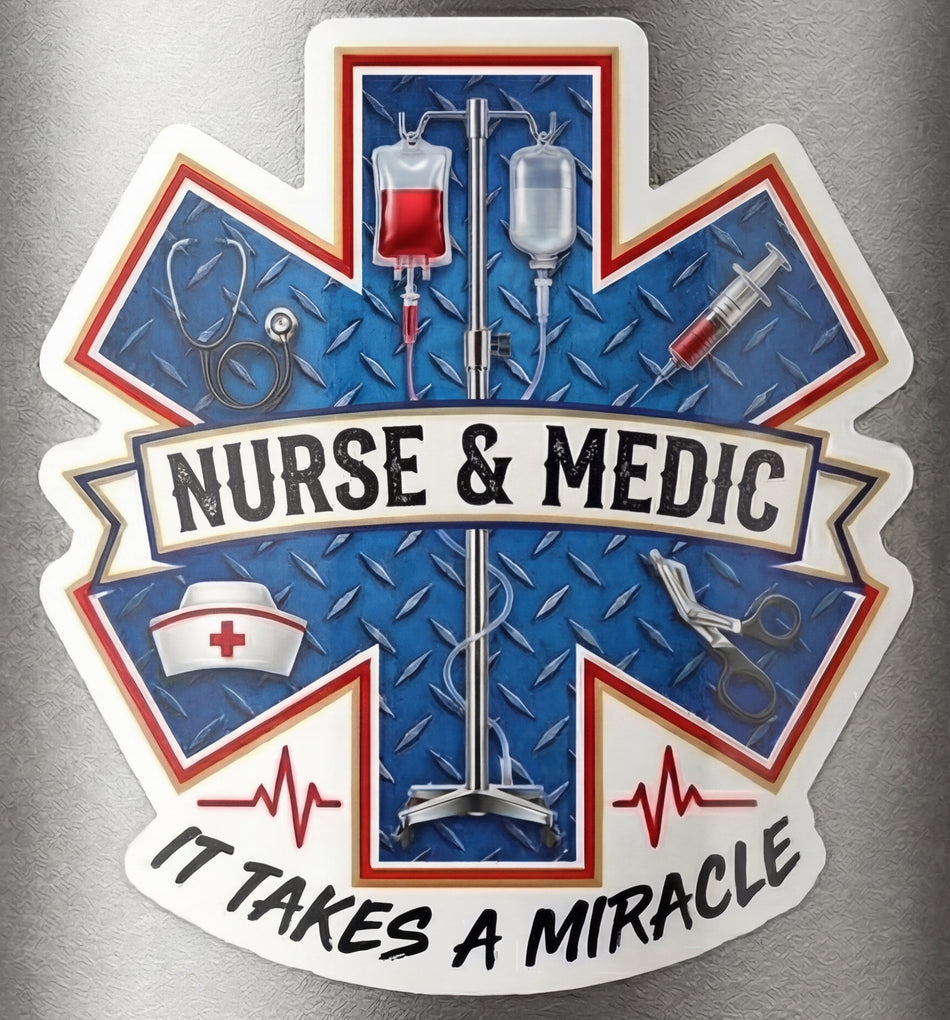 Miracle Nurse Medic Window/Helmet Decal or MAGNET Powercall