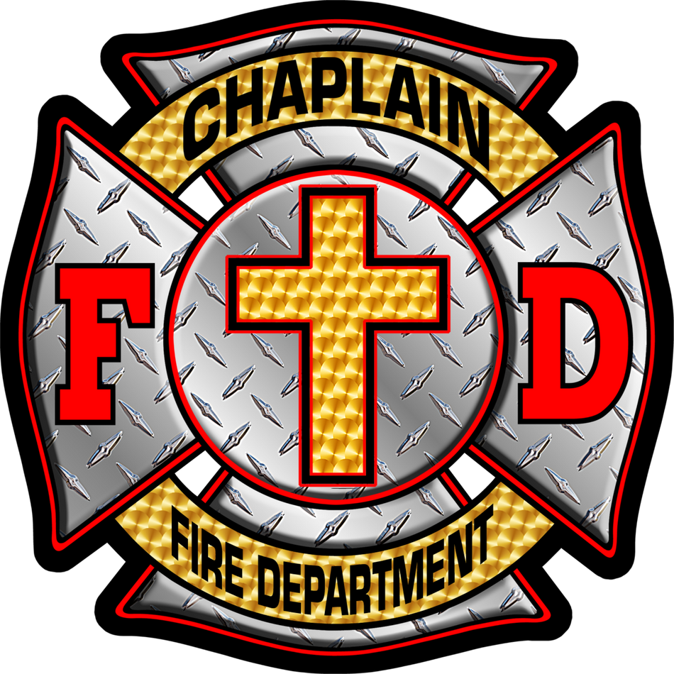 Firefigher Sticker - Chaplain Fire Department Maltese Cross Window Sticker