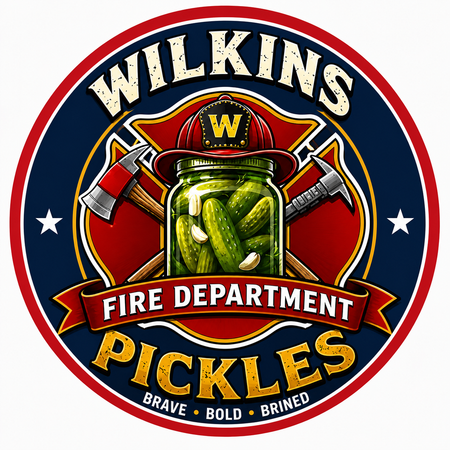 Wilkins Fire Dept Pickles Customer Window or Helmet Decal economy non-reflective decal