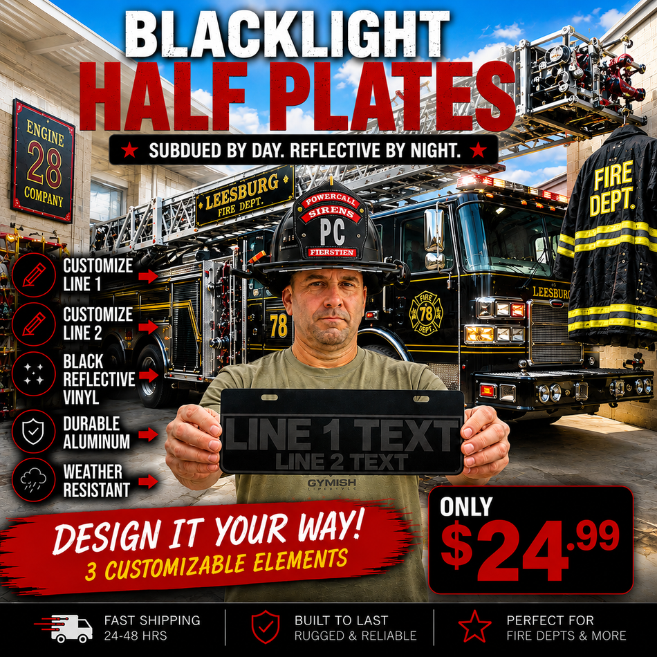 Custom Blacklight Half License Plate – Black Reflective Vinyl – Personalized Top or Bottom Half Plate